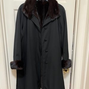 Storm coat with mink lining